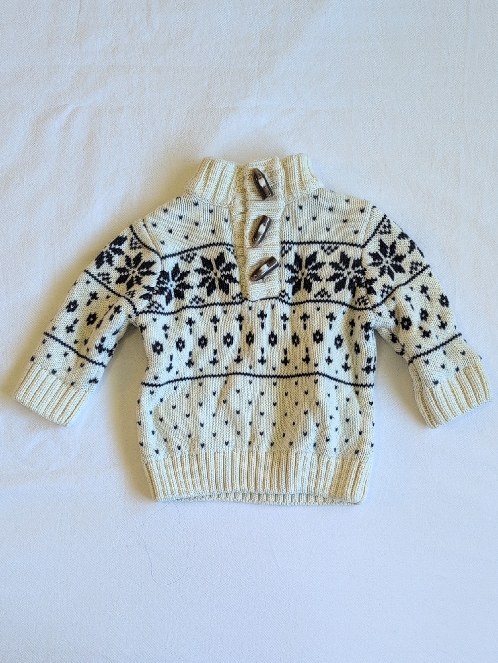 joe fresh cotton jacquard knit fair isle toggle popover sweater 3-6 months baby